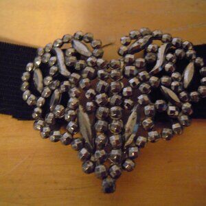 Antique Victorian Vintage Cut Steel Marcasite Belt Buckle - 2 Pieces